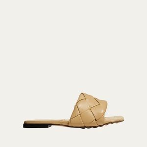 Bottega Veneta Tan Intrecciato Leather Slide Sandals